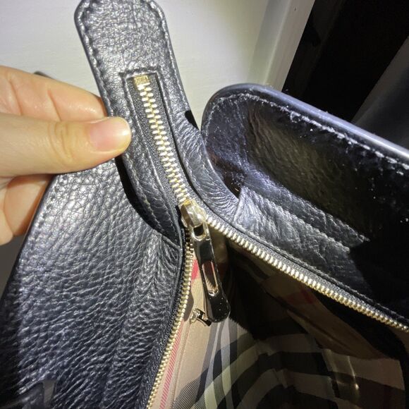 BURBERRY Black Canvas Leather Logo BSX Stowell Travel Tote Bag Purse - Picture 15 of 16